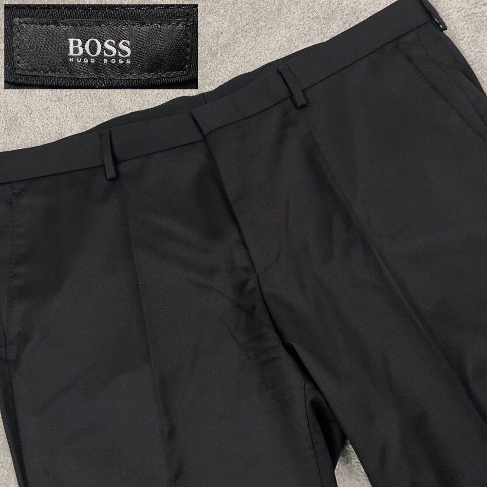 Hugo Boss Dress Pants Men's Size 38x30 Black Straight Leg Virgin Wool Genesis 4